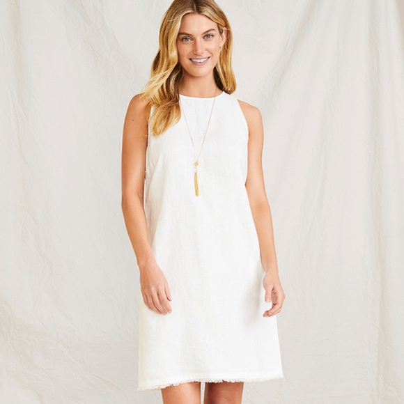 Garnet Hill Linen Fringe-Hem A-Line Dress white size 00 - Picture 6 of 11